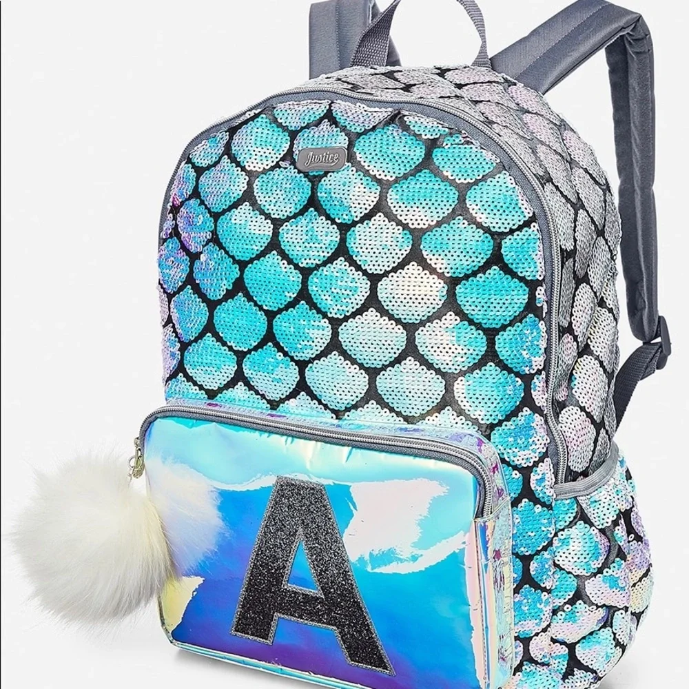 Justice Flip Sequins Mermaid Backpack initial T